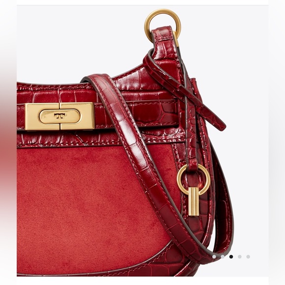 NWT Tory Burch Lee Radziwill Small Saddle Bag, Roma Red, $658 - Picture 3 of 7
